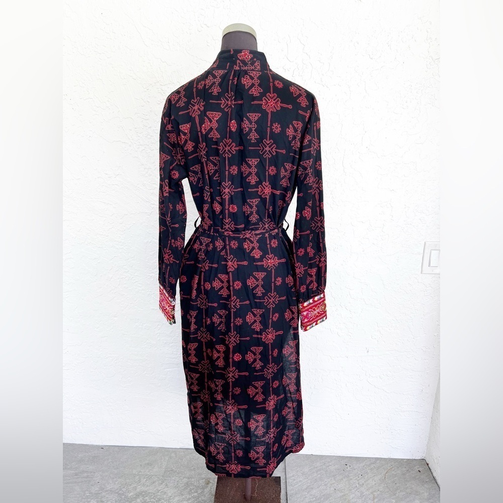 Alix Of Bohemia Shawna Lamu Cotton Button Down Midi Dress Womens Small New - Picture 12 of 14